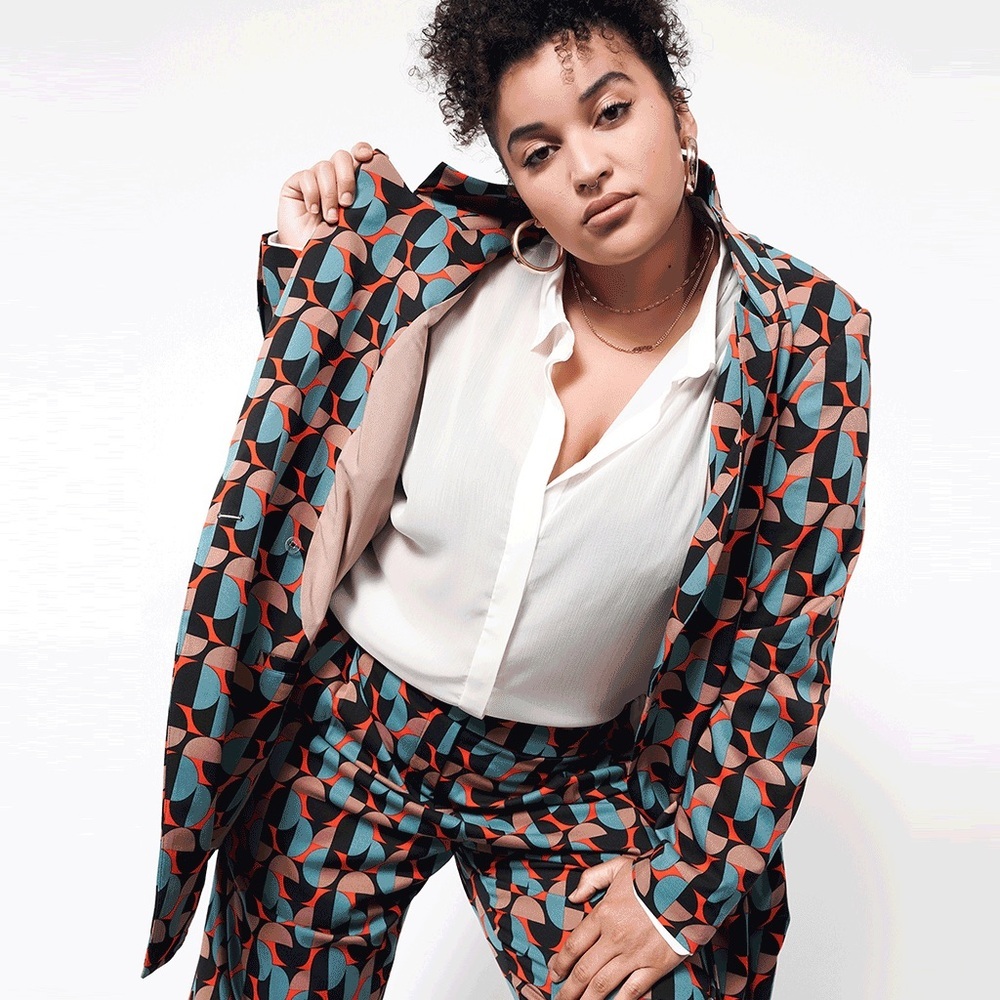 THE EMPOWER DOUBLE BREASTED BLAZER mod op-art print Large